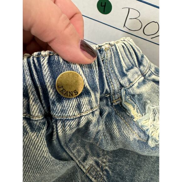 NWT Toddler Distressed Wide Leg Jeans Denim Elastic Waist Pants 7 - Picture 9 of 10